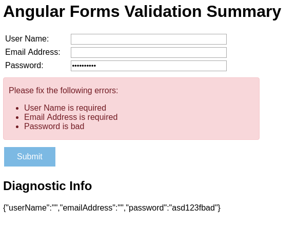 Angular Validation Summary Async Validator Example